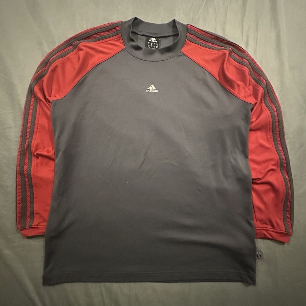 Vintage Adidas Climalite Shirt Center Logo 3 Stripe Long Sleeve Y2K 00s 2002